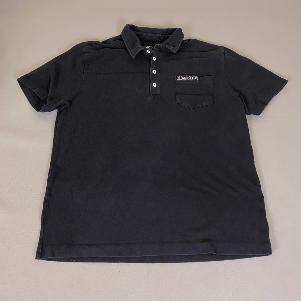 Chipotle Polo Shirt Men's Size XL Black Organic Cotton Short Sleeve Collared